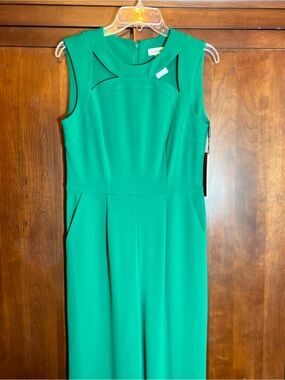 NWT Calvin Klein Green Sleeveless Wide Leg Jumpsuit Women’s Size 6